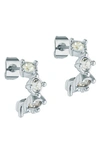 Ted Baker Cresita Crystal Nano Huggie Hoop Earrings In Silver Clear Multi Crystal