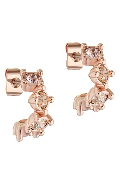 Ted Baker Cresita Crystal Nano Huggie Hoop Earrings In Rose Gold Pink Crystal