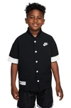 Nike Kids' Culture Of Basketball Snap-up Short Sleeve Warmup Shirt In Black