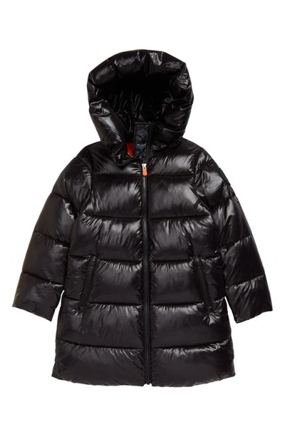 Save The Duck Kids' Millie Hooded Windproof Coat In Black