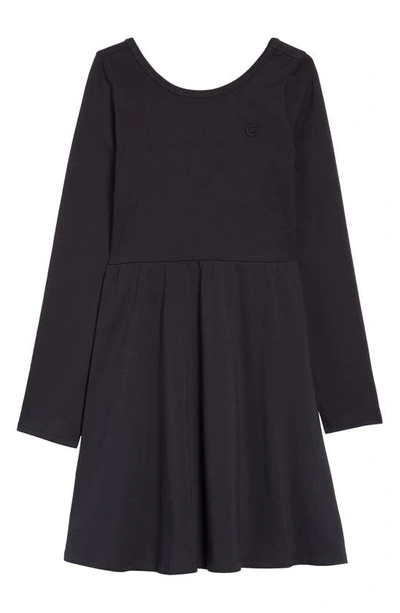 Nordstrom Kids' Everyday Long Sleeve Stretch Cotton Dress In Black