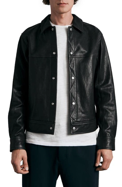 Rag & Bone Men's Owen Leather Trucker Jacket In Black