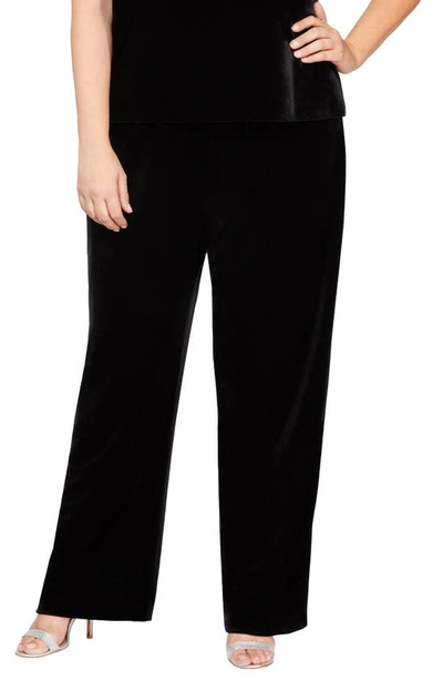 Alex Evenings Plus Size High-rise Pull-on Velvet Trousers In Black