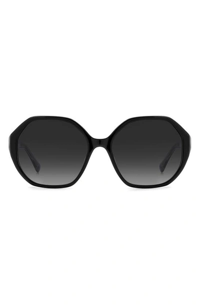 Kate Spade Waverly 57mm Gradient Round Sunglasses In Black / Grey Shaded
