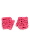 Jocelyn Faux Fur Knitted Mandy Mittens In Hot Pink