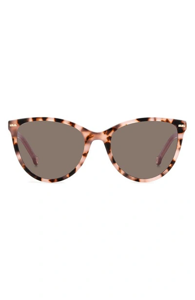Carolina Herrera 57mm Cat Eye Sunglasses In Havana Pink / Grey