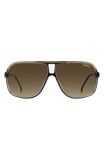 Carrera Eyewear Grand Prix 64mm Polarized Navigator Sunglasses In Black Gold / Brown Gradient