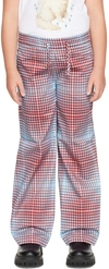 Charles Jeffrey Loverboy Ssense Exclusive Kids Blue & Red Trousers In Blurry Tartan