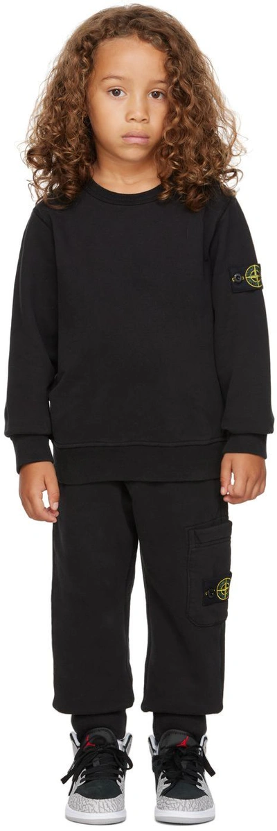 Stone Island Junior Kids Black Sweatshirt & Lounge Pants Set In V0029 Black