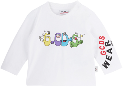 Gcds Kids' Baby White Graphic T-shirt In Optical White