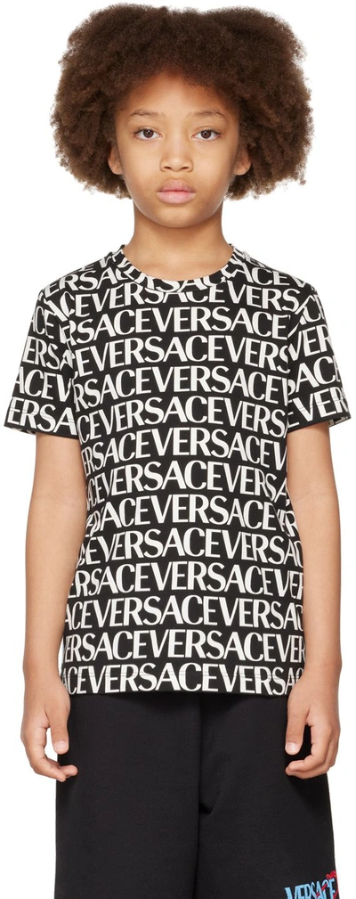 Versace Kids' 大面积logo印花t恤 In Black