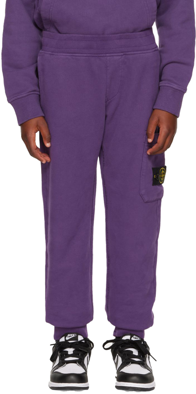 Stone Island Junior Kids Purple Logo Patch Lounge Pants