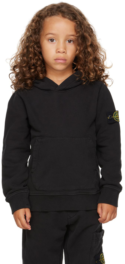 Stone Island Junior Kids Black Garment-dyed Hoodie In V0029 Black