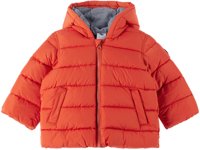 Petit Bateau Baby Orange Quilted Jacket In Casimir