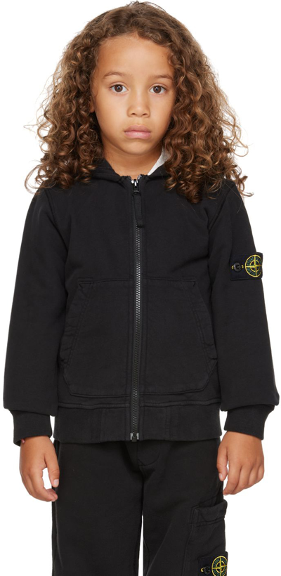 Stone Island Junior Kids Black Garment-dyed Hoodie In V0029 Black