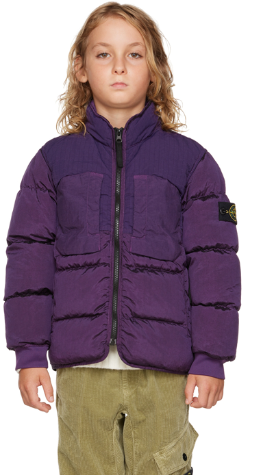 Stone Island Junior Kids Purple Nylon Metal Jacket In V0045 Magenta