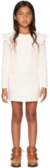 Chloé Kids Off-white Pointelle Dress In 148 Ivory