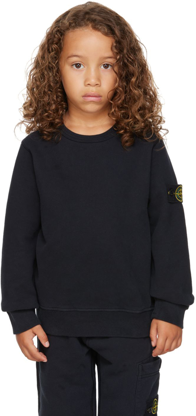 Stone Island Junior Kids Navy Garment-dyed Sweatshirt In Nero