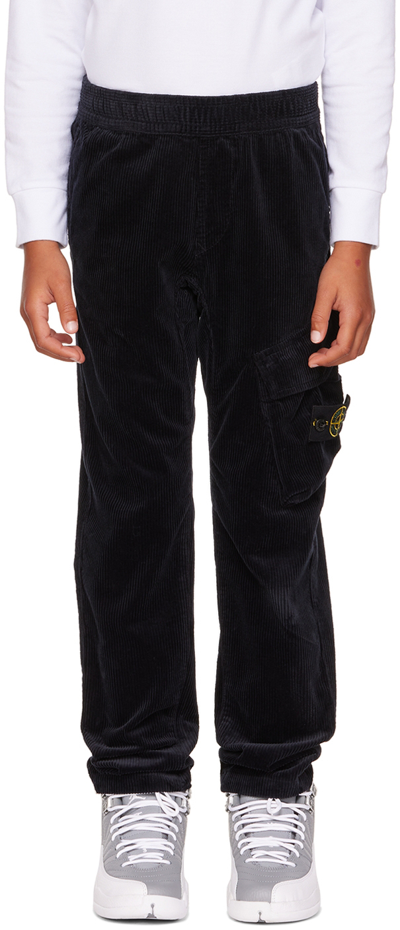 Stone Island Junior Kids Navy Cotton Cargo Pants In V0020 Navy Blue
