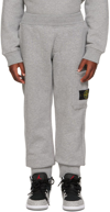Stone Island Kids Gray Garment-dyed Lounge Pants In V0m64 Melange Grey