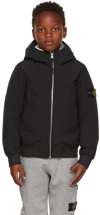 Stone Island Kids Black Soft-shell-r Jacket In V0029 Black