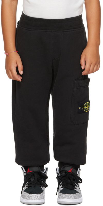 Stone Island Junior Kids Black Garment-dyed Lounge Pants In V0029 Black