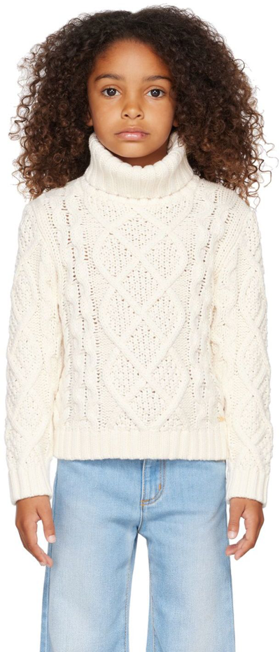 Chloé Kids Off-white Chunky Turtleneck In 148 Ivory