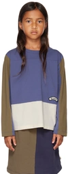Wynken Kids Multicolor Tri-line Long Sleeve T-shirt In Night Blue / Olive /