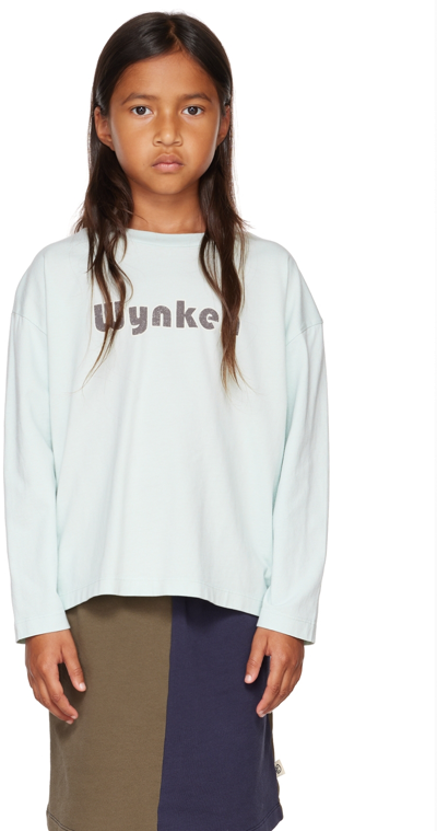 Wynken Kids Blue Logo Long Sleeve T-shirt In Fern Green