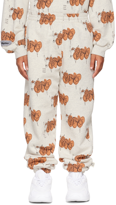 Wynken Kids Beige Yak Yak Yak Track Pants In Tan / Light Melange