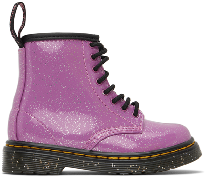 Dr. Martens' Baby Pink 1460 Glitter Lace-up Boots In Dark Pink