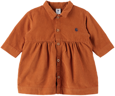 Petit Bateau Baby Orange Corduroy Dress In Ecureuil