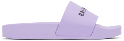 Balenciaga Little Kid's And Kid's Logo Pool Slides In Lilac Black