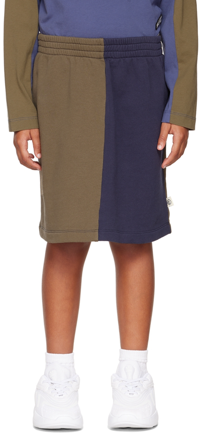 Wynken Kids Khaki & Navy Horizon Skirt In Olive / Navy