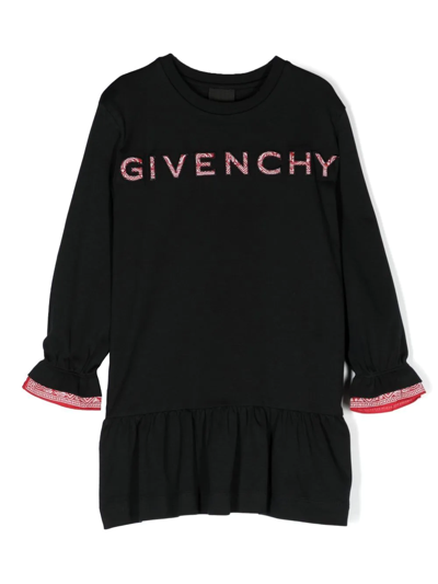 Givenchy Kids' Paisley Logo-print Smock Dress In Black