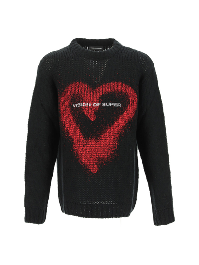 Vision Of Super Intarsia-logo Knitted Jumper In Black