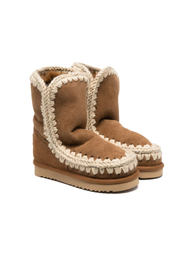 Mou Kids' Eskimo Suede Ankle Boots In Brown