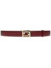 Gucci Belt With Squared Interlocking G Buckle In Red