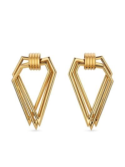 Gucci Stacked Triangle Clip-on Earrings In Gold