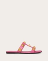 Valentino Garavani Flat Roman Stud Calfskin Slide Sandal Woman Pink 40.5