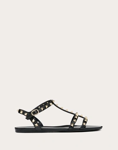 VALENTINO GARAVANI VALENTINO GARAVANI ROCKSTUD FLAT RUBBER SANDALS WOMAN BLACK 39