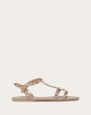 VALENTINO GARAVANI VALENTINO GARAVANI ROCKSTUD FLAT RUBBER SANDALS WOMAN POUDRE 37