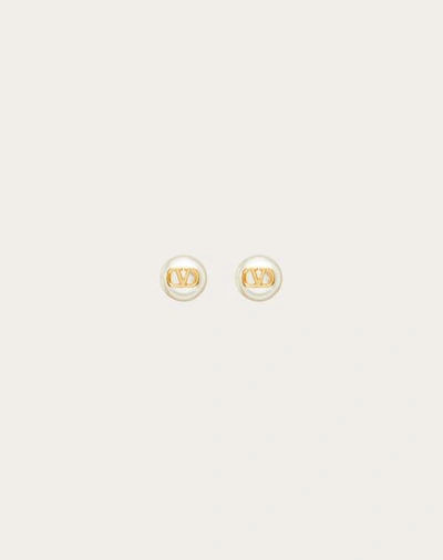 Valentino Garavani Vlogo Signature Earrings With Pearls Woman Gold Uni In Gold