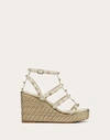 Valentino Garavani Rockstud Calfskin Wedge Sandal With Straps 95 Mm Woman Light Ivory 42