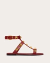 Valentino Garavani Roman Stud Flat Calfskin Sandal Woman Rosso Valentino 40.5