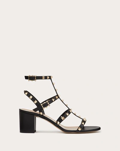 VALENTINO GARAVANI VALENTINO GARAVANI ROCKSTUD CALFSKIN ANKLE STRAP SANDAL 60 MM WOMAN BLACK 39.5