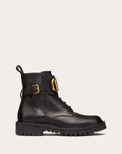 VALENTINO GARAVANI VALENTINO GARAVANI VLOGO SIGNATURE CALFSKIN COMBAT BOOT 35MM WOMAN BLACK 41