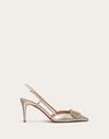 Valentino Vlogo Glow 80 Swarovski Crystal-embellished Metallic Leather Slingback Pumps In Platinum