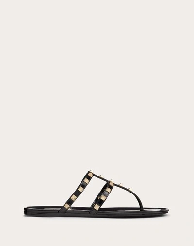 VALENTINO GARAVANI VALENTINO GARAVANI ROCKSTUD FLAT RUBBER SANDAL WOMAN BLACK 36