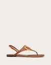 Valentino Garavani Vlogo Signature Flat Thong Sandal In Grainy Calfskin Woman Saddle Brown 39.5